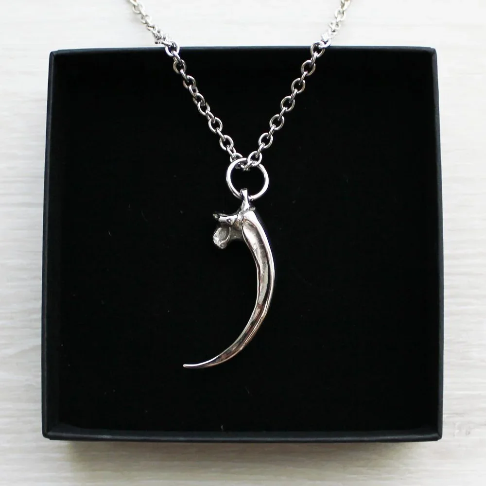 NEW Moon Raven Eagle Talon Claw Solid Stainless Steel Pendant Necklace 32" - Picture 5 of 11